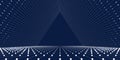 Abstract background from tunnel grid triangle shape form with dots conecting lines on blue defocus Royalty Free Stock Photo