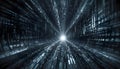 Abstract background with a tunnel of light and code. Royalty Free Stock Photo