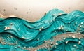 Abstract background with turquoise waves and diamonds Royalty Free Stock Photo