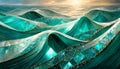 Abstract background with turquoise waves and diamonds Royalty Free Stock Photo