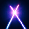 Abstract background with two light neon swords. Royalty Free Stock Photo