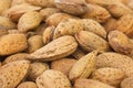 Abstract background: unshelled almonds Royalty Free Stock Photo