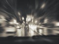 Abstract background urban city road night scene fast driving car, light speed motion blur Royalty Free Stock Photo