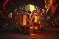 The abstract background uses a cube pattern with a metallic. Generative Ai Royalty Free Stock Photo