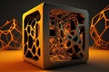 The abstract background uses a cube pattern with a metallic. Generative Ai Royalty Free Stock Photo