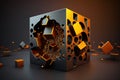 The abstract background uses a cube pattern with a metallic. Generative AI Royalty Free Stock Photo