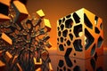 The abstract background uses a cube pattern with a metallic. Generative AI Royalty Free Stock Photo