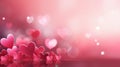 Abstract background for Valentine Day with red Hearts copy space. Wide format banner. AI Generated