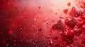 Abstract background for Valentine Day with red Hearts copy space. Wide format banner. AI Generated