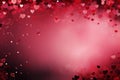 Abstract background for Valentine Day with red Hearts copy space. Wide format banner. AI Generated