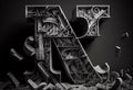 Abstract background of various three-dimensional letters.