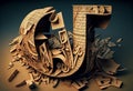 Abstract background of various three-dimensional letters.