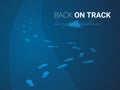 Abstract background vector depicting getting back on track in shape of footsteps finding way back on a pathway on blue background Royalty Free Stock Photo