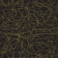 Abstract background. Vector seamless pattern. Gift wrap. Gold messy lines on black Royalty Free Stock Photo