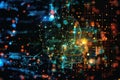 Abstract background visualizing AI algorithms, neural networks, and digital data. Royalty Free Stock Photo