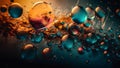 abstract background and wallpaper of clolorful bubbles in teal-orange tones, neural network generated image Royalty Free Stock Photo