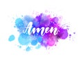 Amen lettering on watercolor splash Royalty Free Stock Photo