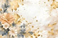 Abstract background watercolor gentle flower and gold splash flower