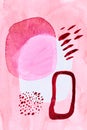 Abstract background. Watercolor ink multicolor art collage. Pink stains, blots and brush strokes of acrylic paint