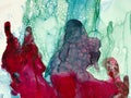 Abstract background of watercolor painting in red, turquoise, pink, are bright color tones.