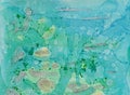 Abstract background of watercolor painting in turquoise-bright, green,blue are bright color tones.