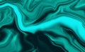 Abstract background wave liquid dark green tosca color painting.