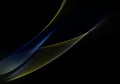 Abstract background waves. bluey and yellow abstract curves on black background for wallpaper or business card Royalty Free Stock Photo