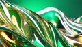 abstract background with waves and splashes, white gold and emerald abstract background. Royalty Free Stock Photo