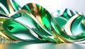 abstract background with waves and splashes, white gold and emerald abstract background. Royalty Free Stock Photo