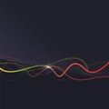 Abstract background. Wavy colorful swirly line on dark backdrop