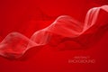 Abstract background Wavy light lines on a red background Vector