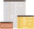 Abstract background web page with program code. Programming and coding technology concept Royalty Free Stock Photo