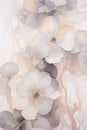 Abstract background with white and beige flowers. Floral watercolor painting in neutral tones, botanical wall art Royalty Free Stock Photo