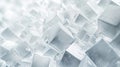 Abstract background of white crystal cubes, ice or glass blocks forming a geometric pattern. Concept of science, technology, data Royalty Free Stock Photo
