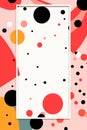 an abstract background with a white frame and black and red polka dots Royalty Free Stock Photo