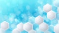 Abstract background with white hexagons and light blue bokeh, design for technology, science, and modern web or graphic projects, Royalty Free Stock Photo