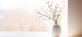 Abstract background. With a white vase with fluffy willow buds Royalty Free Stock Photo