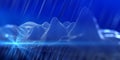 Abstract background with wireframe algorithm analyze data and blurred lines.  Analytics algorithms data. Big data.  Banner for Royalty Free Stock Photo