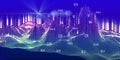 Abstract background with wireframe algorithm analyze data and blurred lines. Big data. Analytics algorithms data. Banner for Royalty Free Stock Photo