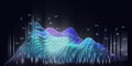 Abstract background with wireframe analytical  algorithm analyze data with blurred lines. Big data.  Quantum cryptography concept Royalty Free Stock Photo