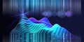 Abstract background with wireframe analytical algorithm data analyze  with blurred lines. Big data. Quantum cryptography concept Royalty Free Stock Photo