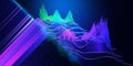 Abstract background wireframe noise grid with lines on blue. Presentation concept of 3d grid algorithms.