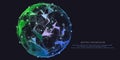 Abstract background with wireframe sphere. Big data. Polygonal concept for science and technology. Business, technology and