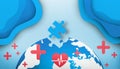 Abstract Background. World Health Day And a jigsaw puzzle of concern for the environment of the world on Blue Background