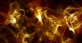 Abstract background of yellow golden moving flying small particles or waves of smoke with glow and blur effect. Screensaver Royalty Free Stock Photo