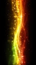 Abstract background with yellow, red and green fire waves on a black background Royalty Free Stock Photo