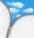 Abstract background with zipper and cloudy sky. Royalty Free Stock Photo