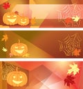 Abstract backgrounds for halloween - vector banners with maple leaves and pumpkins Royalty Free Stock Photo