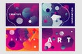 Abstract backgrounds set with curved lines and bright gradients. Presentation pages template. Irregular chaotic elements