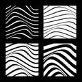 Set of 4 abstract backgrounds with wavy lines. Minimalist black and white abstract design. Vector Illustration Royalty Free Stock Photo